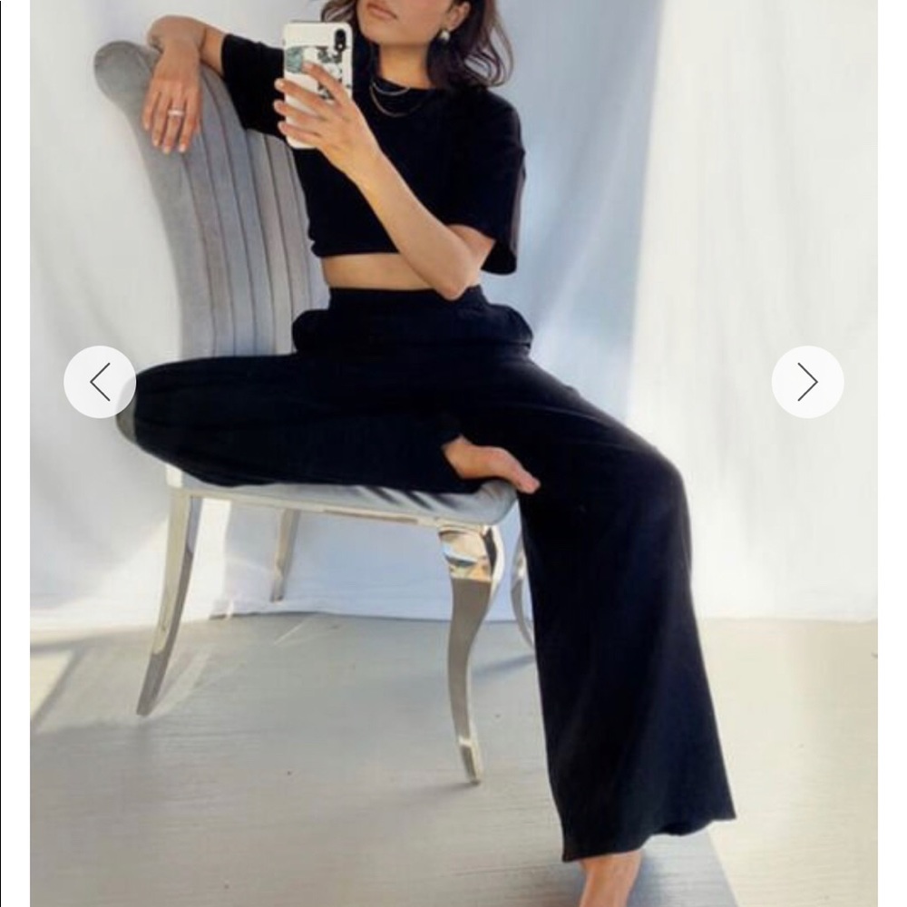 Forever 21 Black Linen-Blend Wide-Leg Pants